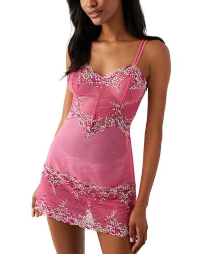 Wacoal Embrace Lace Sheer Chemise Lingerie Nightgown 814191 - Pink