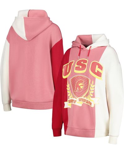 Gameday Couture Usc Trojans Hall Of Fame Colorblock Pullover Hoodie - Pink