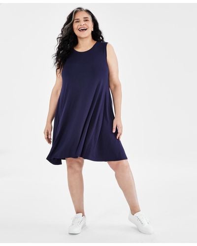 Style & Co. Plus Size Sleeveless Knit Flip Flop Dress - Blue