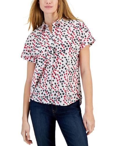 Tommy Hilfiger Cotton Ditsy-floral Printed Shirt - Red