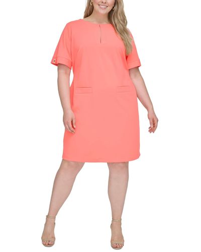 Tommy Hilfiger Plus Size Hardware-sleeve Shift Dress - Pink