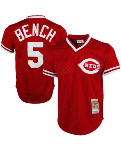 Mitchell & Ness Johnny Bench Cincinnati S 1983 Authentic Cooperstown Collection Mesh Batting Practice Jersey - Red