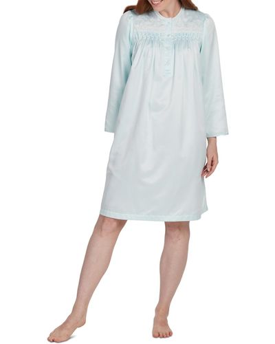 Miss Elaine Embroidered Short Nightgown - Blue