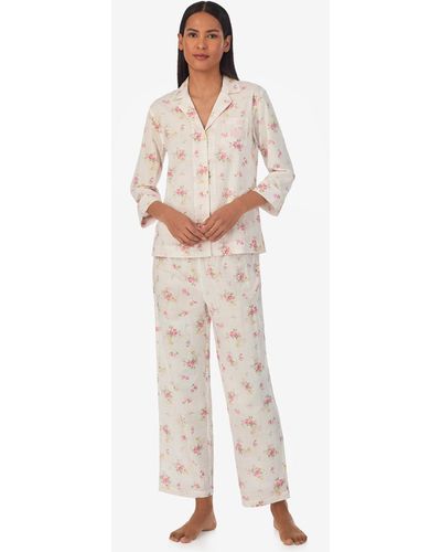Lauren by Ralph Lauren 2-pc. 3/4-sleeve Printed Pajamas Set - White