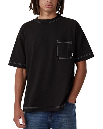 Cotton On Box Fit Pocket Crew Neck T-shirt - Black