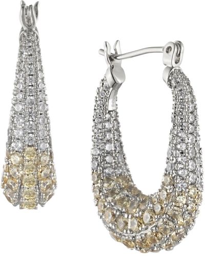 Bonheur Jewelry Cybele Crystal Encrusted Hoop Earrings - White