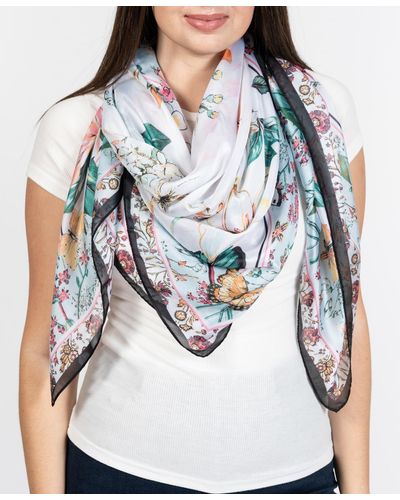 Vince Camuto Lily Floral Square Scarf - Blue