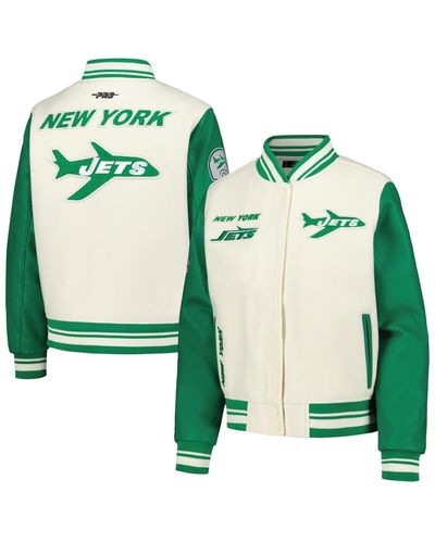 Pro Standard Distressed New York Jets Retro Classic Vintage-like Full-zip Varsity Jacket - Green