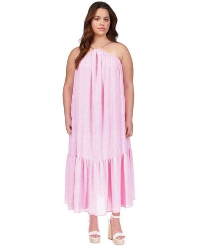 Michael Kors Michael Plus Size Petal-print Chain-strap Maxi Dress - Pink