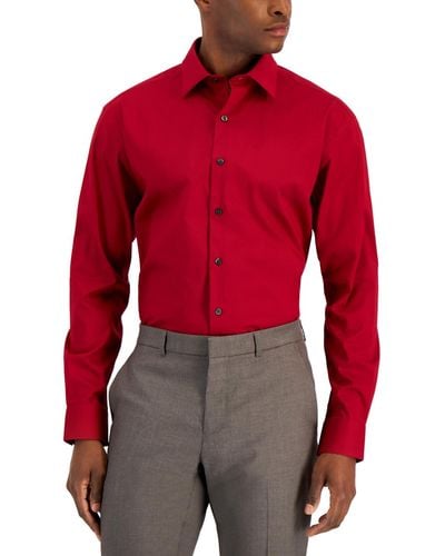 Alfani Regular Fit Stain Resistant Dress Shirt - Red