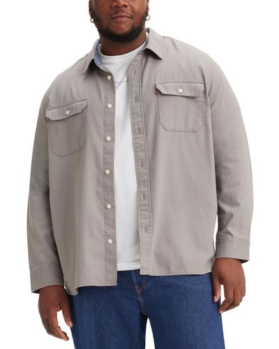 Levi's Big & Tall Relaxed Fit Button-front Worker Shirt - Gray
