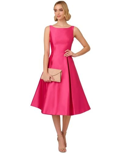 Adrianna Papell Boat-neck A-line Dress - Pink