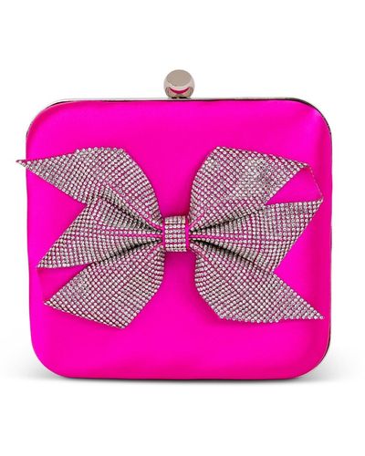 Badgley Mischka Woman's Blakely Structured Bow Square Minaudiere - Pink
