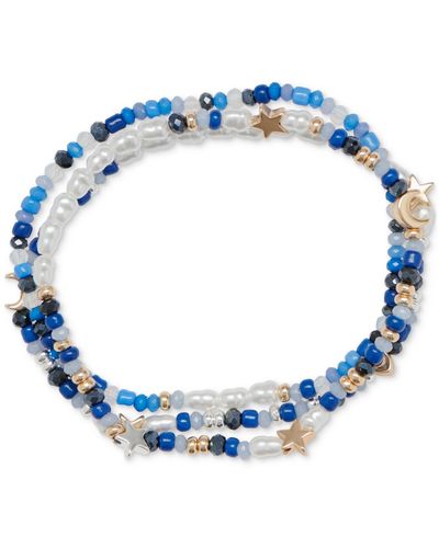 Lucky Brand Two-tone 3-pc. Set Star & Mixed Bead Stretch Bracelets - Blue