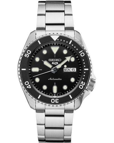 Seiko Automatic 5 Sports Stainless Steel Bracelet Watch 43mm - Black