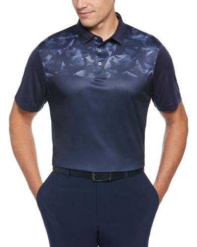 PGA TOUR Athletic Fit Geo Print Short Sleeve Golf Polo Shirt - Blue