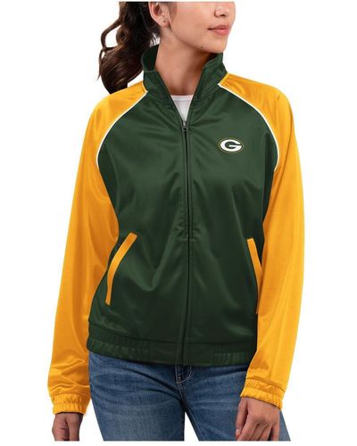 G-III 4Her by Carl Banks Bay Packers Showup Fashion Dolman Full-zip Track Jacket - Green