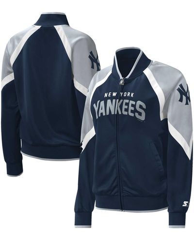 Starter New York Yankees Touchdown Raglan Full-zip Track Jacket - Blue