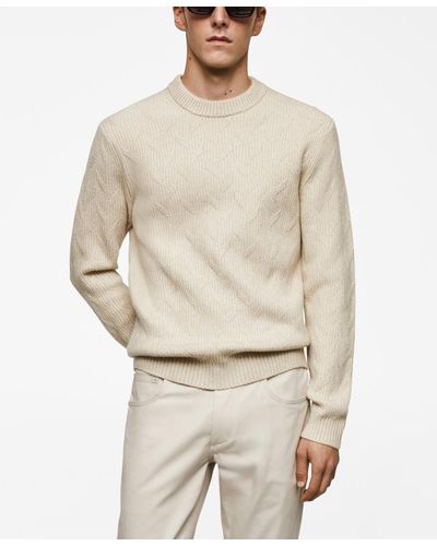 Mango Knitted Braided Sweater - Natural