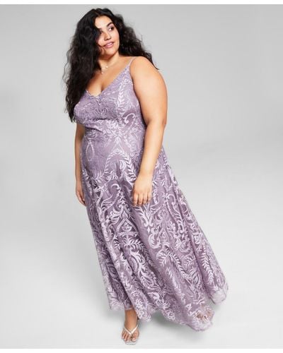 Speechless Trendy Plus Size Embroidered Gown - Purple