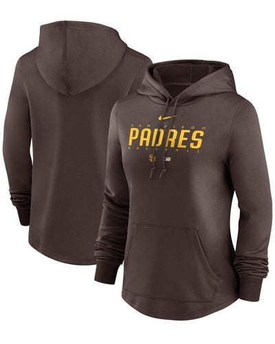 Nike San Diego Padres Authentic Collection Pregame Performance Pullover Hoodie - Brown