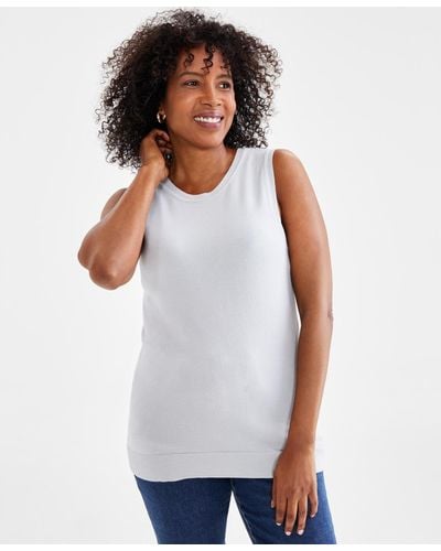Style & Co. Sleeveless Shell Sweater Top - White