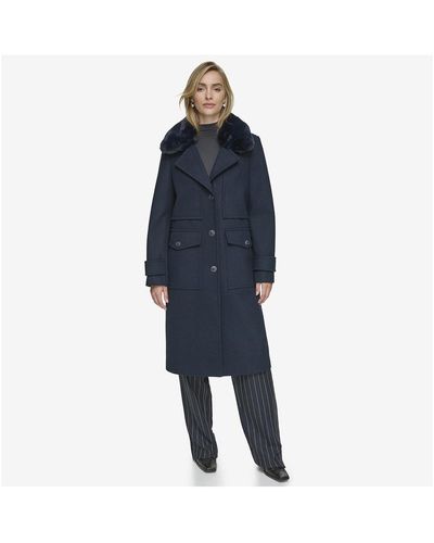 Andrew Marc Olpae Sb Wool Twill Coat With Back Vent - Blue
