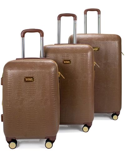 Badgley Mischka Snakeskin Expandable luggage Set - Brown