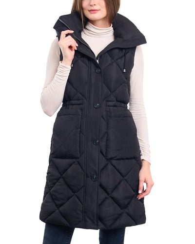 Lucky Brand Long Quilted Anorak Puffer Vest - Blue