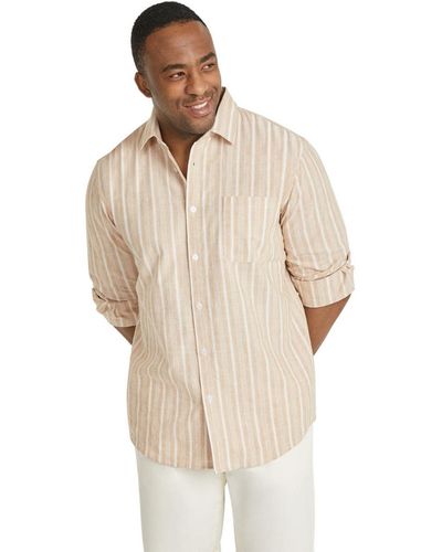 Johnny Bigg Big & Tall Johnny G Stripe Relaxed Fit Linen Shirt - Natural