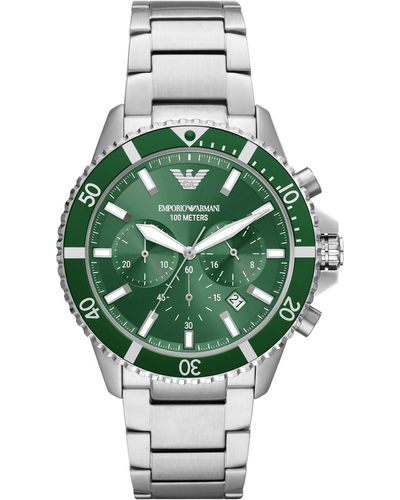 Emporio Armani Chronograph Stainless Steel Bracelet Watch 43mm - Green