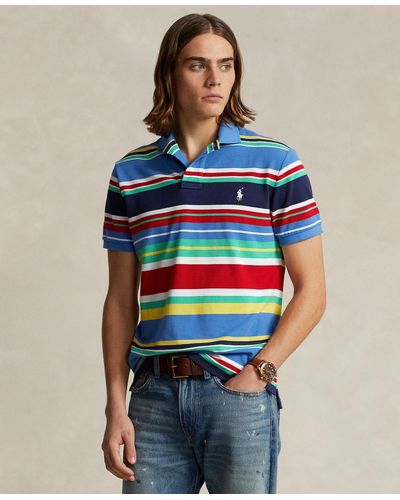 Polo Ralph Lauren Classic-fit Striped Mesh Polo Shirt - Blue