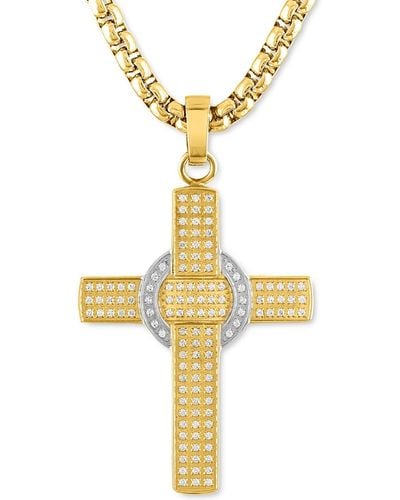 Macy's Diamond Cross 22" Pendant Necklace (1 Ct. T.w. - Metallic