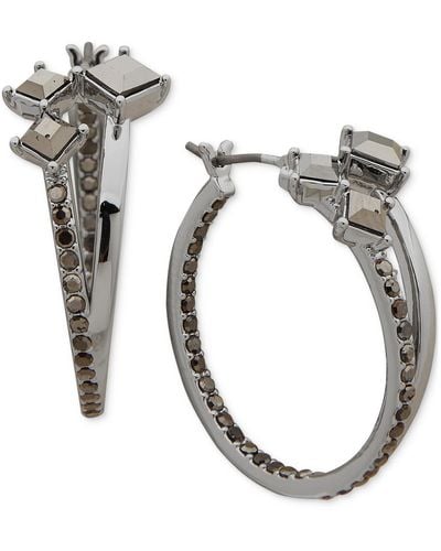 Karl Lagerfeld Paris Small Crystal Split-hoop Earrings - Metallic