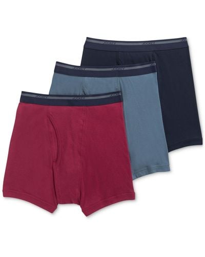 Jockey Classic 3 Pack Cotton Boxer Briefs - Red
