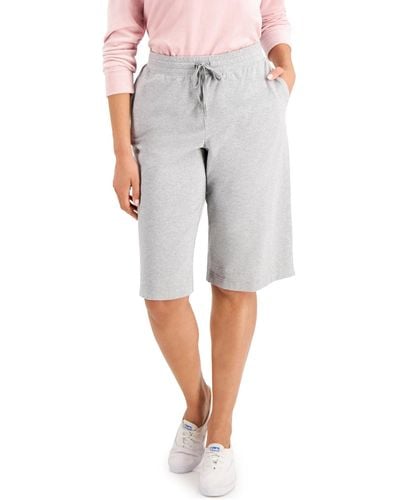 Karen Scott Petite Knit Skimmer Shorts - Gray