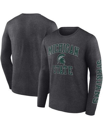 Fanatics Michigan State Spartans Distressed Arch Over Logo Long Sleeve T-shirt - Gray