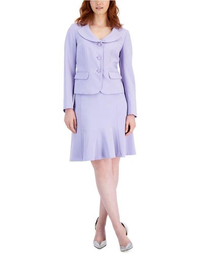 Le Suit Three-button Flounce-skirt Suit - Purple
