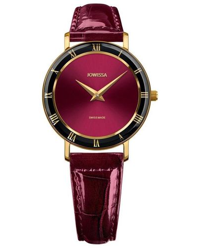 JOWISSA Roma Swiss Gold Plated Ladies 30mm Watch - Red
