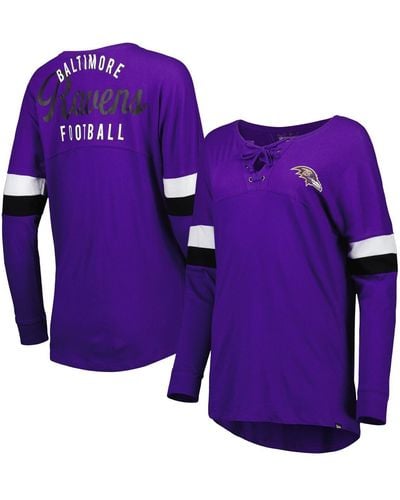 KTZ Baltimore Ravens Athletic Varsity Lace-up Long Sleeve T-shirt - Purple