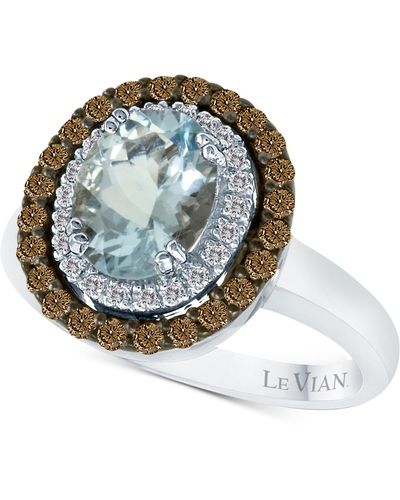Le Vian Aquamarine (1-3/8 Ct. T.w.) And Diamond (1/2 Ct. T.w.) Ring In 14k White Gold - Gray
