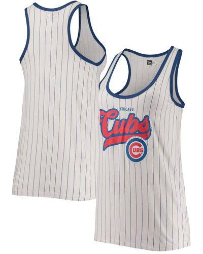 KTZ White And Royal Chicago Cubs Pinstripe Scoop Neck Tank Top