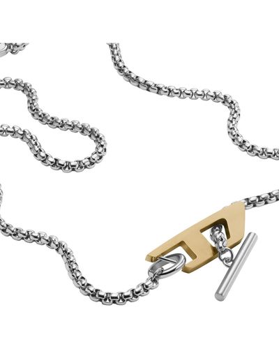 DIESEL Two-tone Stainless Steel Choker Necklace - Metallic