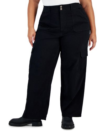 Celebrity Pink Trendy Plus Size Relaxed-fit Straight-leg Cargo Pants - Black