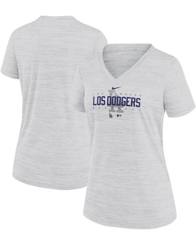 Nike Los Angeles Dodgers City Connect Velocity Practice Performance V-neck T-shirt - White