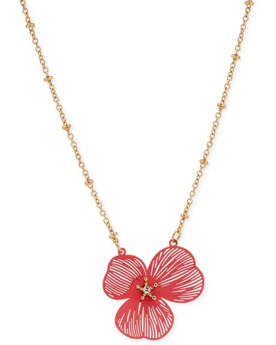 Lonna & Lilly Gold-tone Openwork Flower Pendant Necklace - Pink