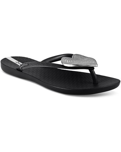 Ipanema Wave Heart Sparkle Flip-flop Sandals - Black