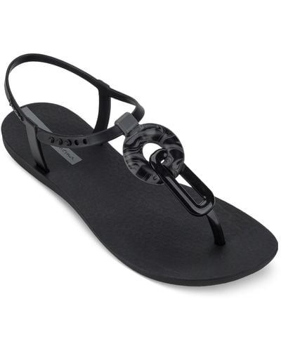 Ipanema Class Marble Fem Embellished T-strap Slingback Sandals - Black