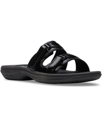 Clarks Cloudsteppers Breeze Piper Comfort Slide Sandals - Black