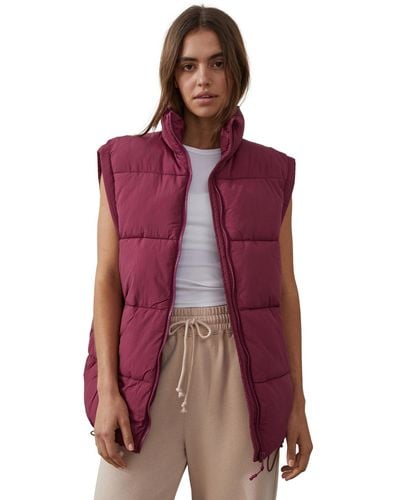 Cotton On The Recycled Mother Puffer Vest Jacket - Purple